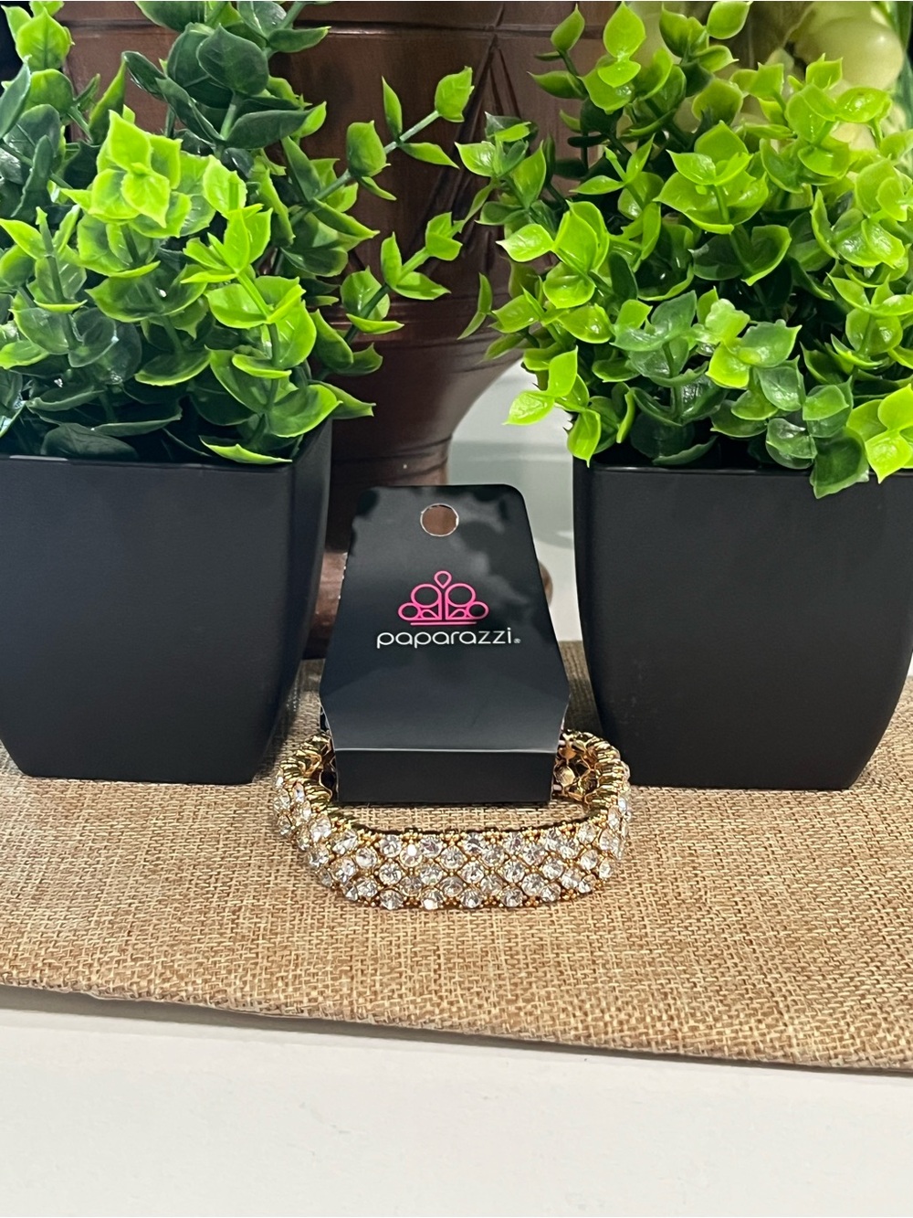 Paparazzi Gold and Clear Crystal Stretch Bracelet